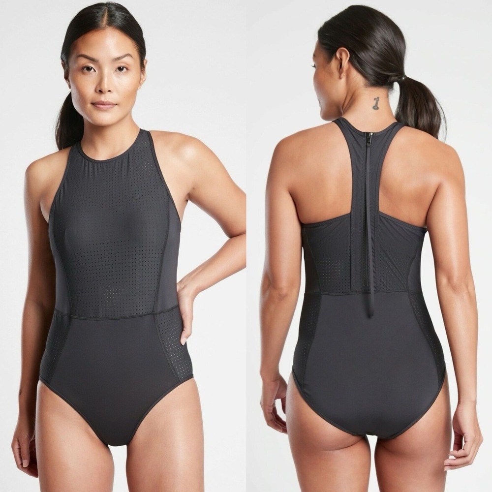 Athleta Women's Cross Train One Piece Active Swimsuit, Black Sz S